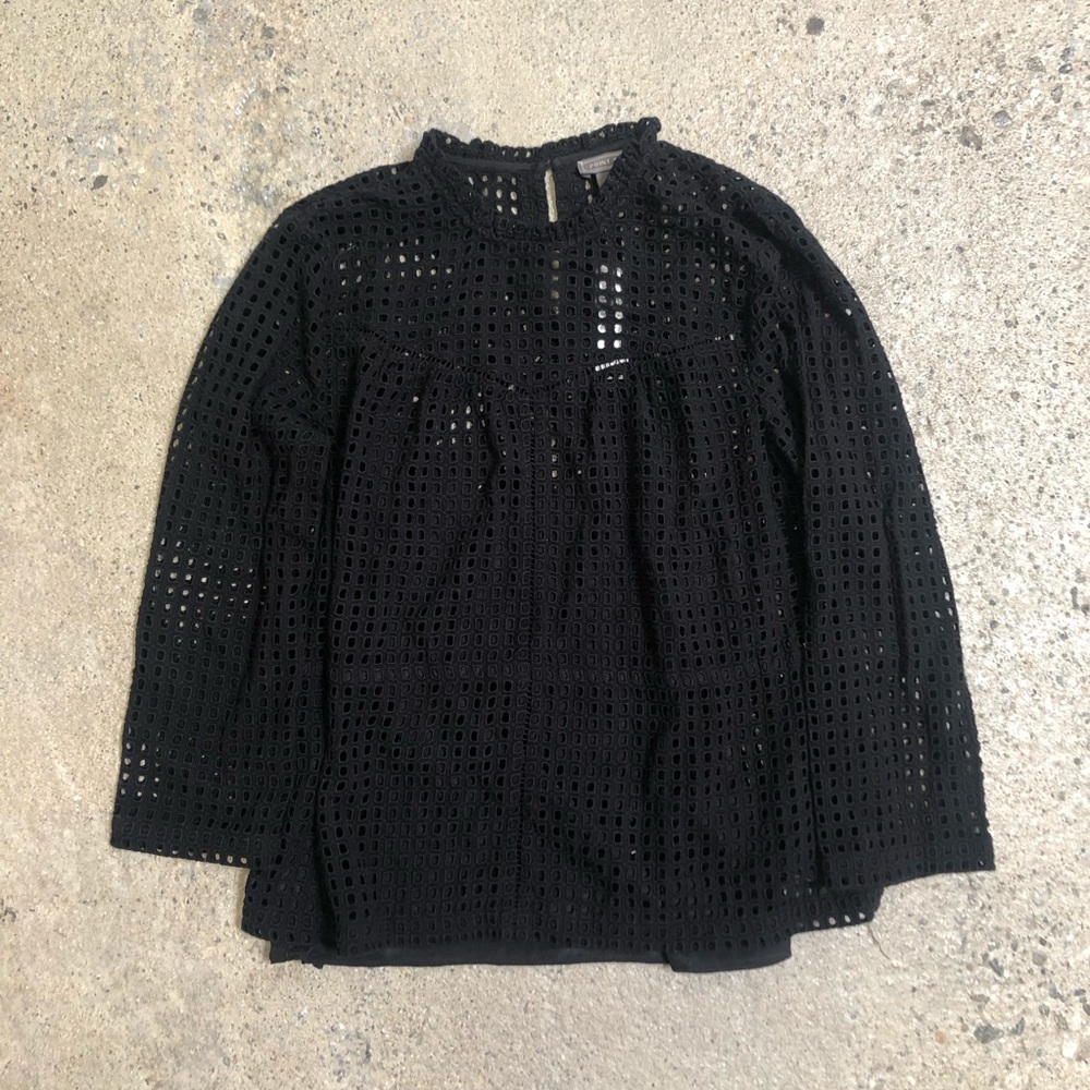 NWT Black J. Crew Point Sur Eyelet Top
